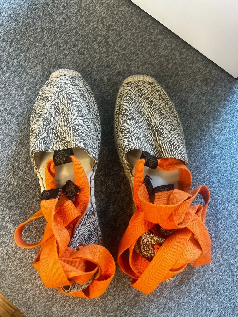 GUESS Orange Logo Espadrille Lace-Up Flats